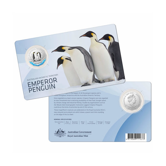 2023 Emperor Penguin - Australian Antarctic Territory Series 50c Coloured UNC Coin