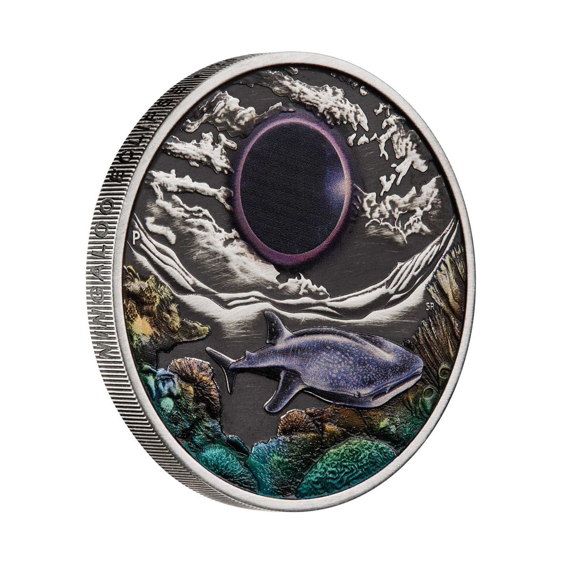 2023 Ningaloo Eclipse 2oz Silver Antiqued Coloured Coin