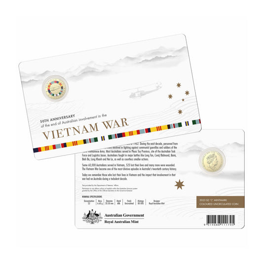 2023 Vietnam War - 50th Anniversary of the end of Australia's involvement $2 C Mintmark UNC Coloured