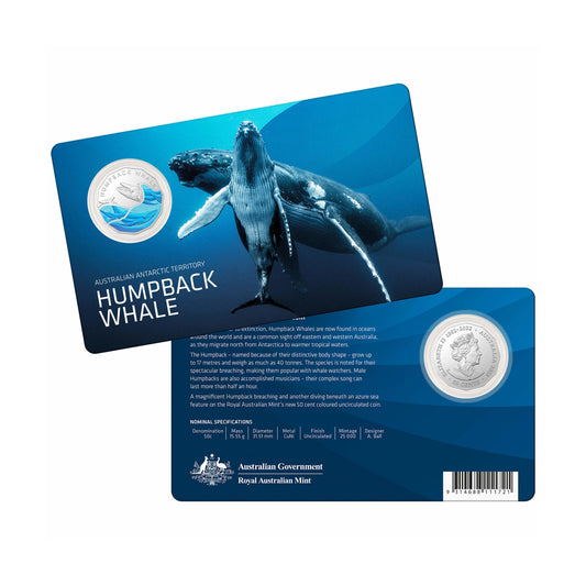 2023 Humpback Whale - Australian Antarctic Territory Series 50c Coloured UNC Coin